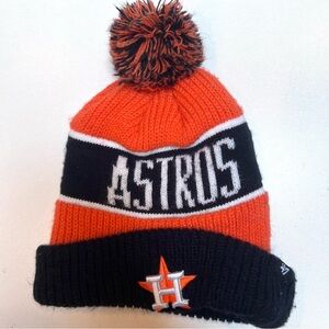 Hat  Houston Astros MLB Knit Beanie 47’ Pompom  Navy Blue Orange Embroidered